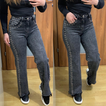 BLUGI LUNGI - Blugi Evazati Elastici Gri