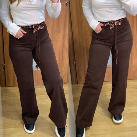 BLUGI LUNGI - Blugi evazati elastici maro