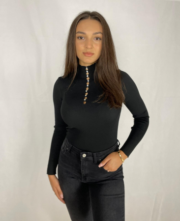 NOUTATI - Bluza dama neagra cu accesorii