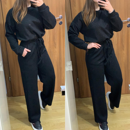 SETURI LUNGI - Compleu Dama Evazat Negru cu Sclipici Fin