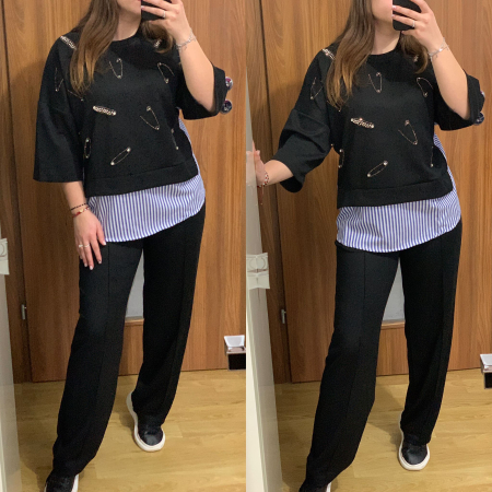 Compleu Dama Negru Stil Camasa