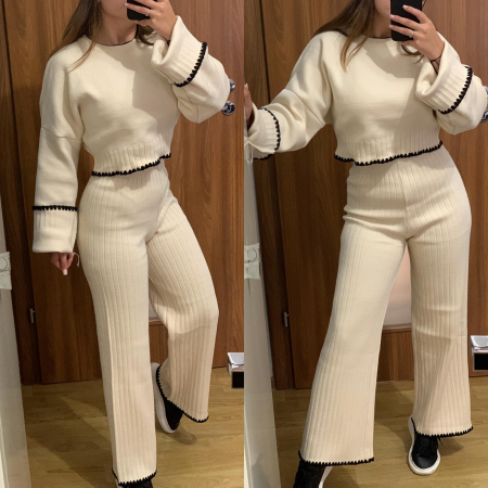 NOUTATI - Compleu Dama Tricot Bej Evazat