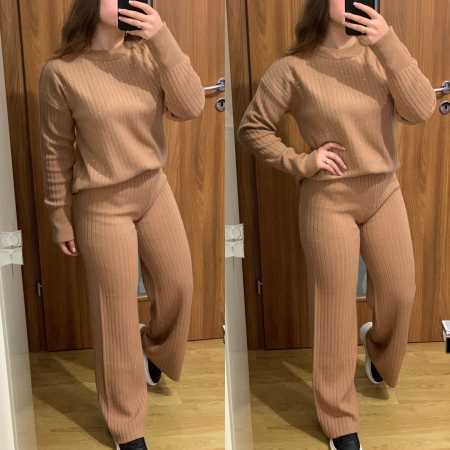 NOUTATI - Compleu Dama Tricot Maro cu Pietricele