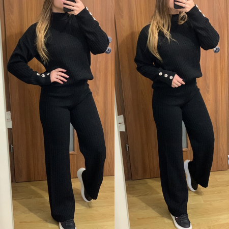 NOUTATI - Compleu Dama Tricot Negru cu Accesorii