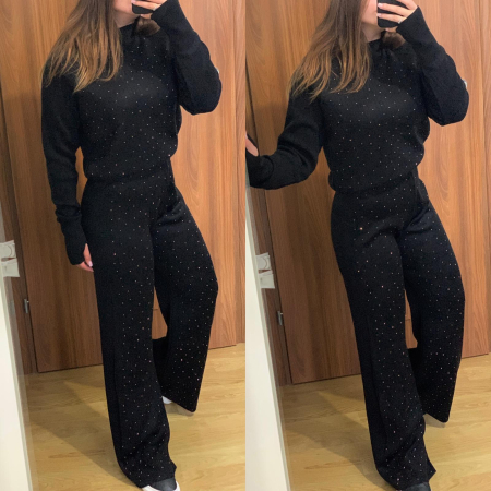 NOUTATI - Compleu Dama Tricot Negru cu Pietre