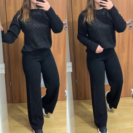 NOUTATI - Compleu Dama Tricot Negru cu Pietricele