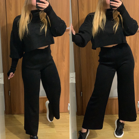 NOUTATI - Compleu Dama Tricot Negru Evazat