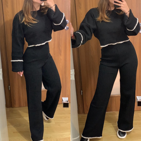 Compleu Dama Tricot Negru Evazat