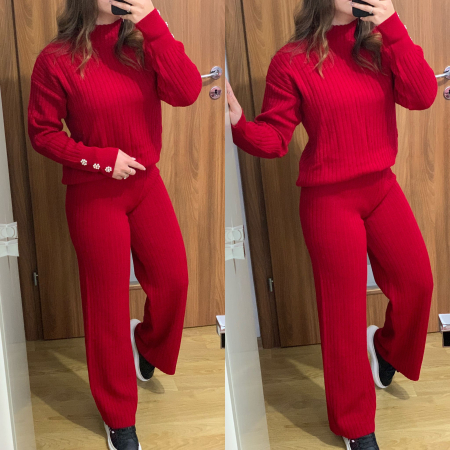 Compleu Dama Tricot Rosu cu Accesorii [1]