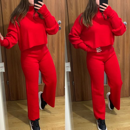 Compleu Dama Tricot Rosu Evazat