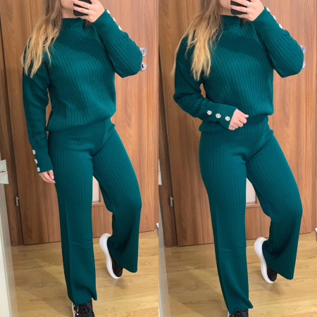 NOUTATI - Compleu Dama Tricot Verde cu Accesorii
