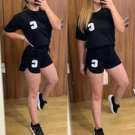 Compleu negru scurt 2 piese COMPLEURI SPORT - Compleu negru scurt 2 piese