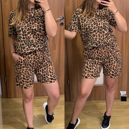 SETURI SCURTE - Compleu scurt animal print cu pietricele