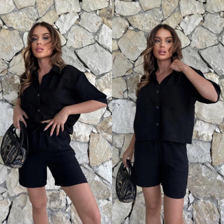 Compleu scurt din in negru