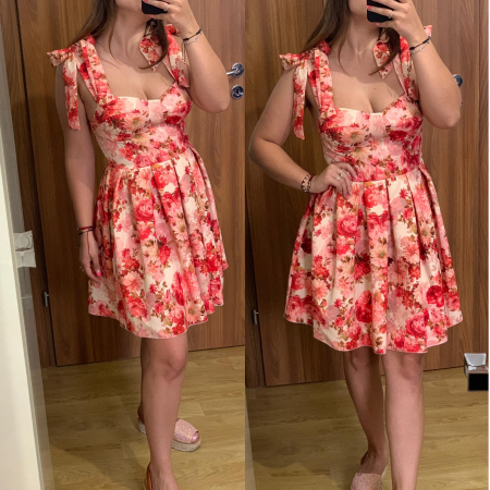 ROCHII - Rochie cu imprimeu floral rosu