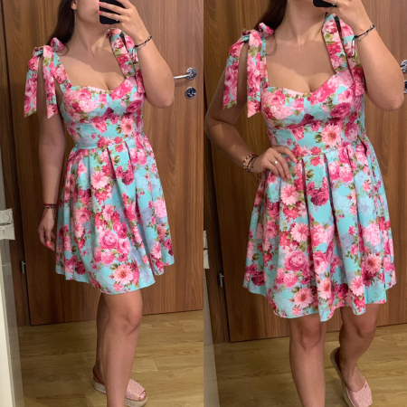 ROCHII - Rochie cu imprimeu floral si fundite