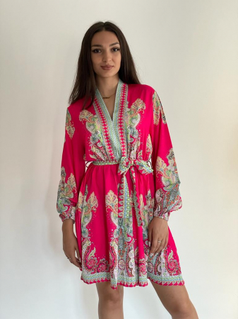 Rochie Dama Roz cu Imprimeu REDUCERI% - Rochie Dama Roz cu Imprimeu
