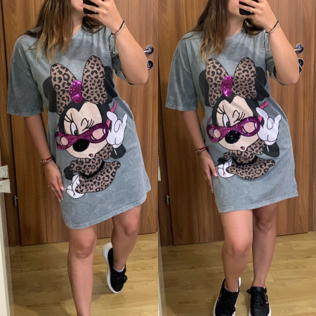 ROCHII - Rochie gri Minnie cu buzunare