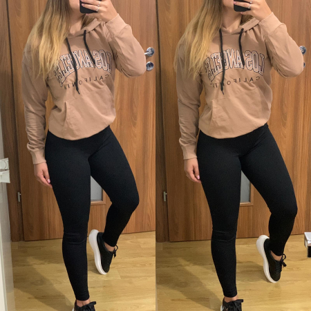 NOUTATI - Set colanti negri+ hanorac bej L.A.