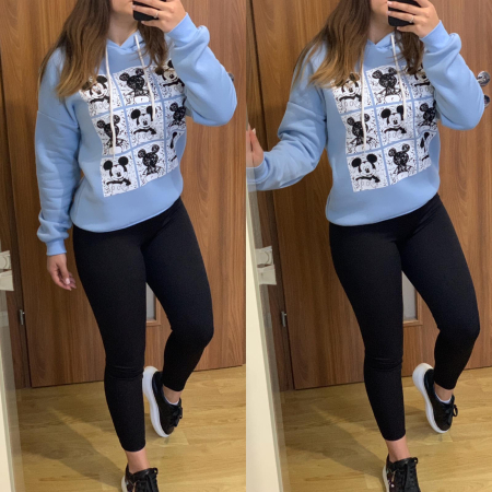 Set colanti negri+ hanorac bleu vatuit Mickey NOUTATI - Set colanti negri+ hanorac bleu vatuit Mickey