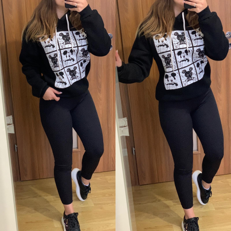 Set colanti negri+ hanorac negru vatuit Mickey NOUTATI - Set colanti negri+ hanorac negru vatuit Mickey
