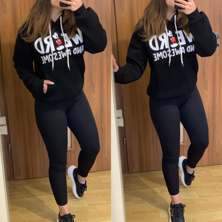 Set colanti negri+ hanorac vatuit Mickey negru NOUTATI - Set colanti negri+ hanorac vatuit Mickey negru