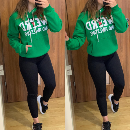 Set colanti negri+ hanorac vatuit Mickey verde NOUTATI - Set colanti negri+ hanorac vatuit Mickey verde