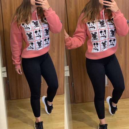 Set colanti negri+ hanorac vatuit roz Mickey NOUTATI - Set colanti negri+ hanorac vatuit roz Mickey