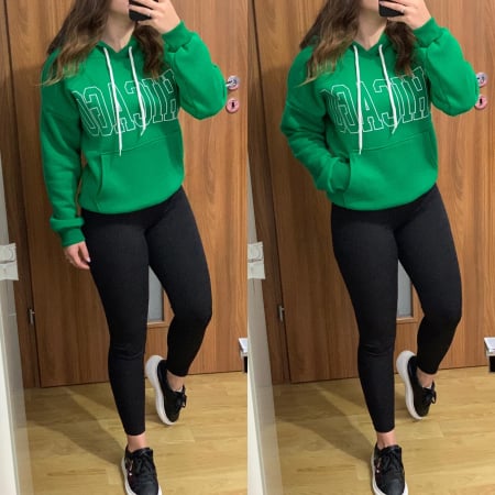 NOUTATI - Set colanti negri+ hanorac verde vatuit Chicago