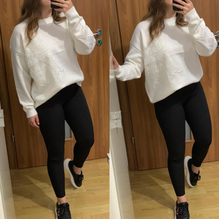 SETURI LUNGI - Set colanti negri+ pulover alb cu fundite