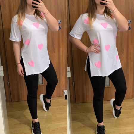 NOUTATI - Set colanti negri+ tricou alb cu inimioare