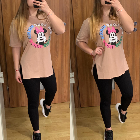 Set colanti negri+ tricou bej Love Minnie PRODUSE DE SEZON - Set colanti negri+ tricou bej Love Minnie