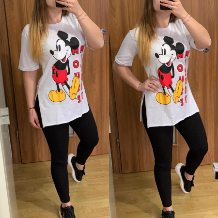 Set colanti negri+ tricou Mickey alb PRODUSE DE SEZON - Set colanti negri+ tricou Mickey alb