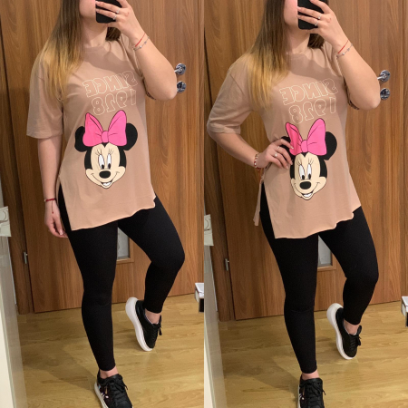 Set colanti negri+ tricou Minnie bej PRODUSE DE SEZON - Set colanti negri+ tricou Minnie bej