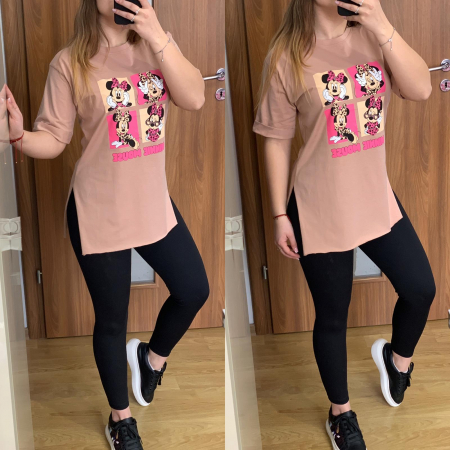Set colanti negri + tricou Minnie bej SUMMER SALES - Set colanti negri + tricou Minnie bej