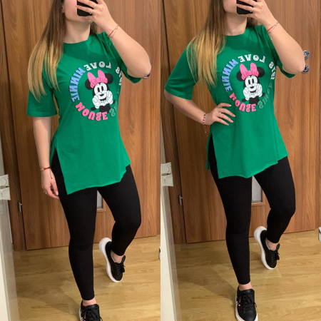 Set colanti negri+ tricou verde Love Minnie PRODUSE DE SEZON - Set colanti negri+ tricou verde Love Minnie
