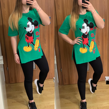 Set colanti negri+ tricou verde Mickey NOUTATI - Set colanti negri+ tricou verde Mickey