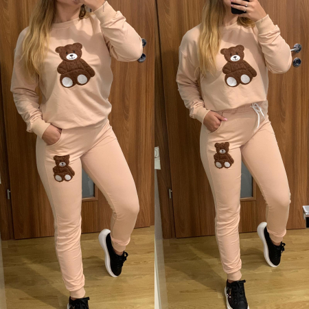 Trening bumbac bej cu ursulet COMPLEURI SPORT - Trening bumbac bej cu ursulet