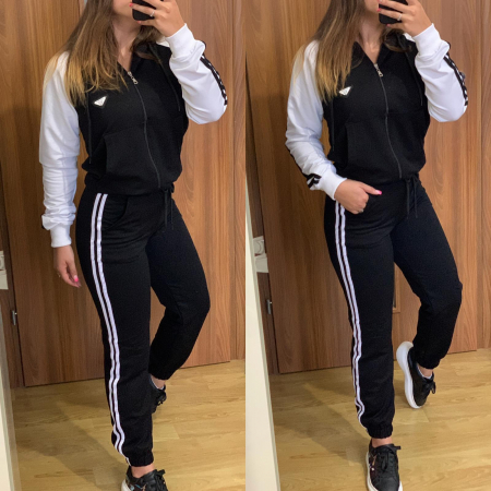 Trening Dama Negru/Alb cu Fermoar COMPLEURI SPORT - Trening Dama Negru/Alb cu Fermoar