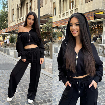Trening Dama Negru Evazat COMPLEURI SPORT - Trening Dama Negru Evazat