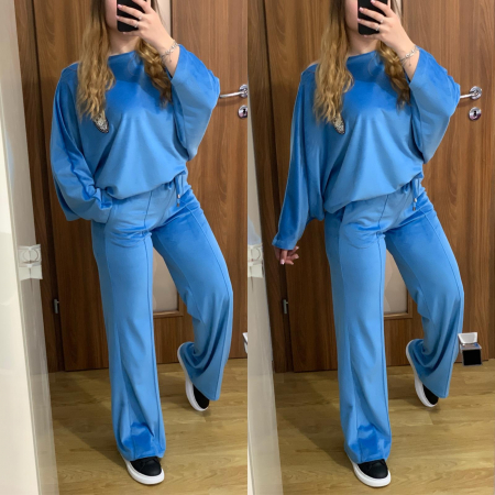 Trening evazat din catifea albastru [1]