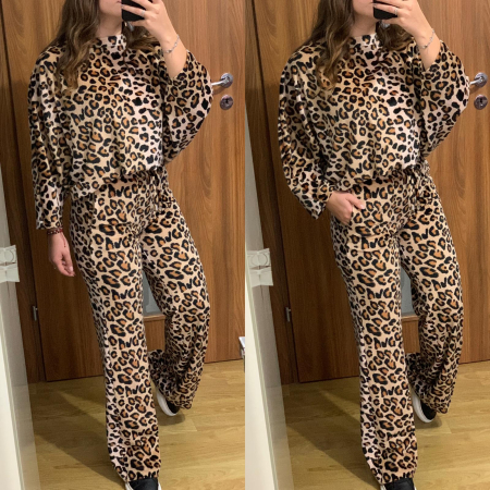 Trening evazat din catifea cu imprimeu [1]