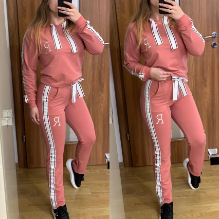 Trening roz din bumbac cu panglica NOUTATI - Trening roz din bumbac cu panglica
