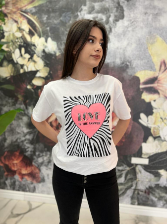 Tricou Dama Bumbac Alb cu Imprimeu [3]