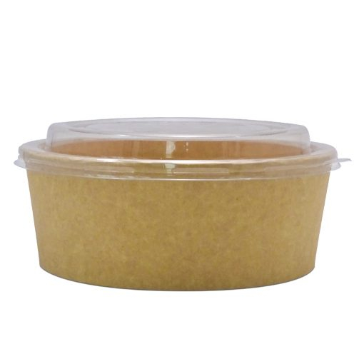 Caserole bol pentru salata, din carton KRAFT cu capac transparent, 1300 Gr, 38 oz, 50 buc/set [1]
