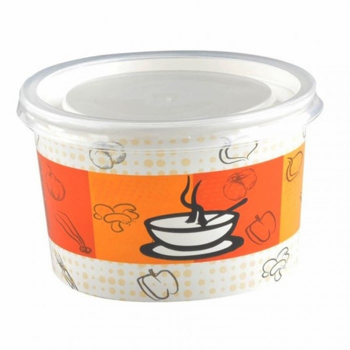 Bol pentru supa din carton pretiparit, cu capac, 473 ml, 100 buc/set [1]