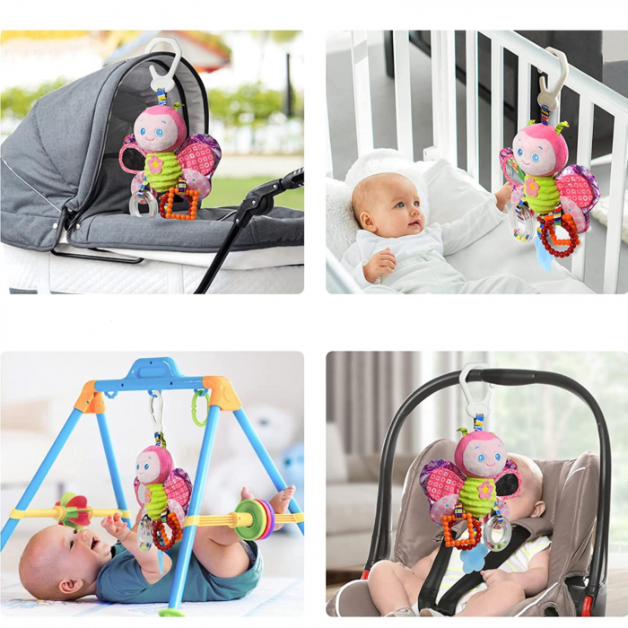 Jucarie zornaitoare pentru bebelusi, model Fluturas, unisex, +0 [3]