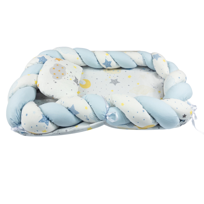 Baby Nest Împletit Bebeluși, 80x50x10 cm, Bleu [2]