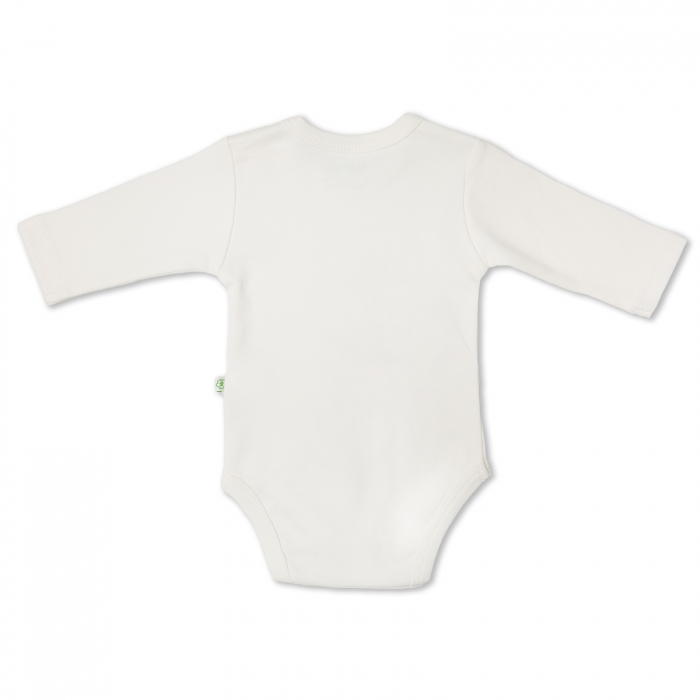 body bebeluși cu mânecă lunga din bumbac organic, culoare alb, model elefănțel .jpg [3]