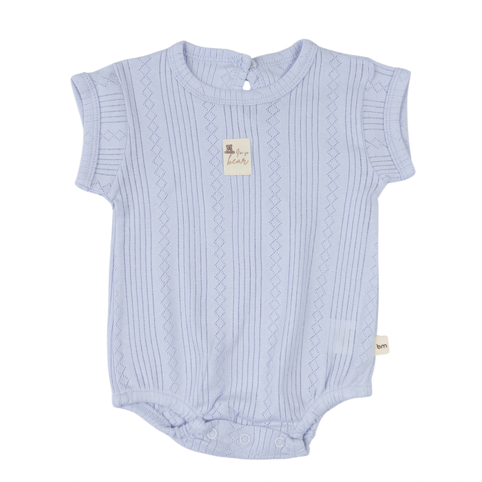 Body Texturat Bebeluși, Mânecă Scurtă, Ursuleț, Albastru indigo [2]